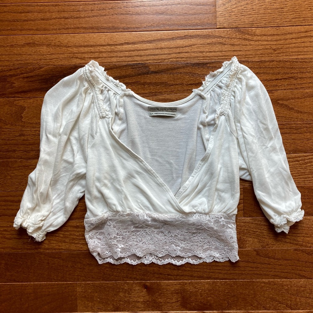 UO White Lace Cropped Blouse NWOT